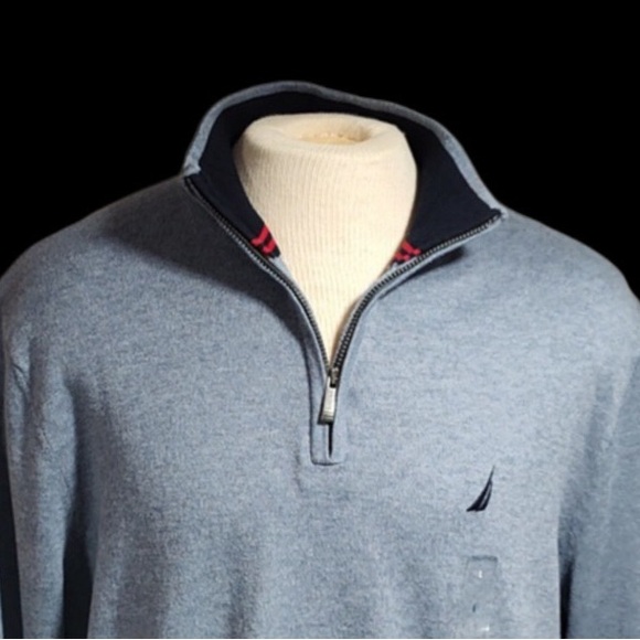 NWT NAUTICA Navtech Quarter-Zip Sweater, Deep Anchor Heather, Size Large - Picture 4 of 9